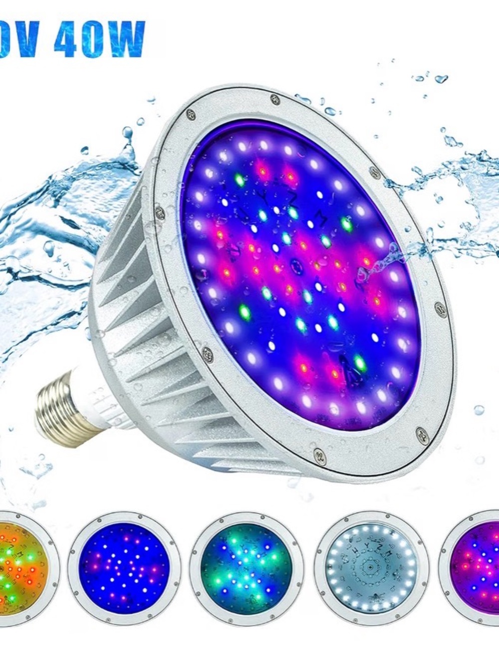 RGBW Pool Light Bulb - Color Changing LED Pool Light - Picture 3 of 8